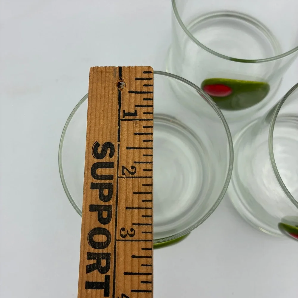 Set of 3 3D Raised Olive Rocks Glasses Mid Century Modern Martini Barware Clear